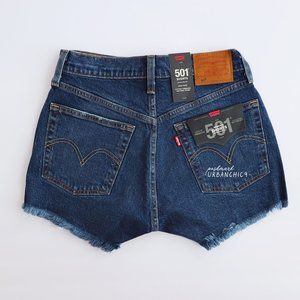 NWT LEVI'S 501 Original High Rise Jean Shorts Dark Blue size 25